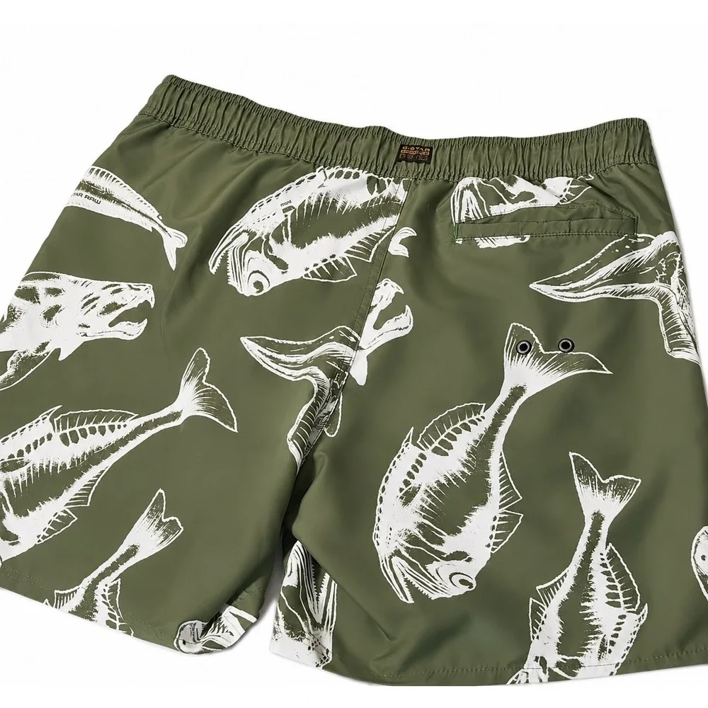 G Star Raw Swim Trunks Mens Size L Dirik Artwork Piranha Shorts Surf Board
